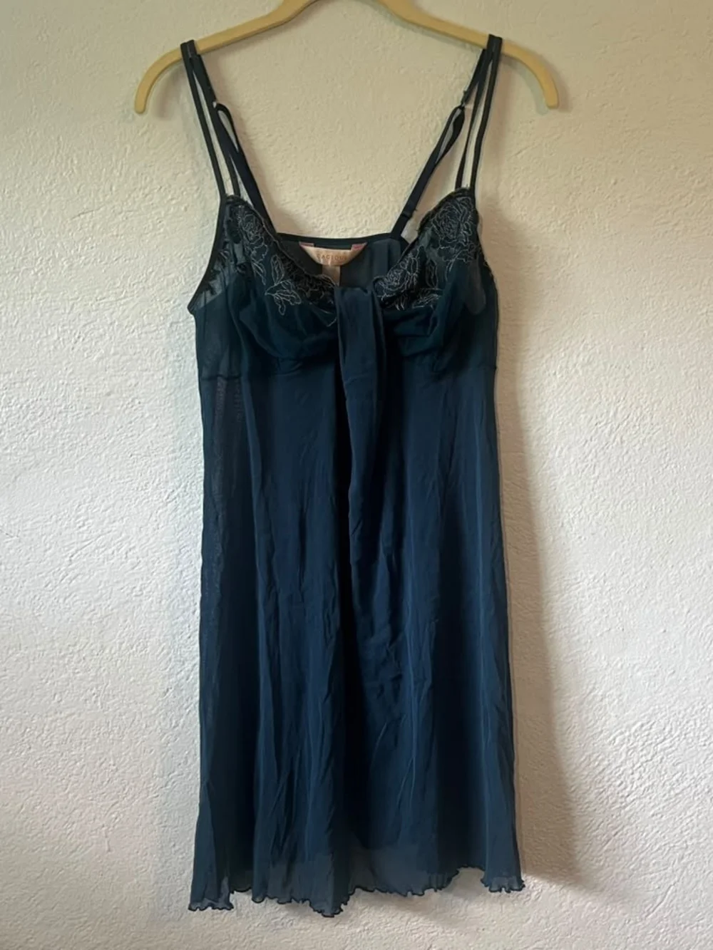 Cacique Teal Lace-Trim Chemise Slip